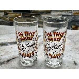 In This House Plato Dona Maria Se Limpia Mole Glasses 1970s Crisa Libbey Glass 2